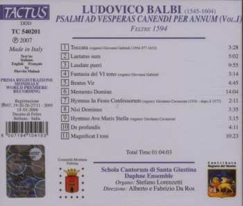 CD Ludovico Balbi: Psalmi Ad Vesperas Canendi Per Annum (Vol. 1) 551042