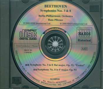 CD Ludwig van Beethoven: Symphony No. 3 "Eroica" ; Symphony No. 8 (Historical Recordings 1929-1933) 321467