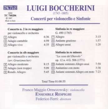 CD Luigi Boccherini: Concerti Per Violoncello E Sinfonie 251466