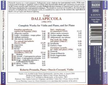 CD Luigi Dallapiccola: Complete Works For Violin And Piano, And For Piano 327009