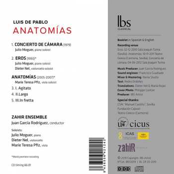 CD Luis de Pablo: Anatomías 195991