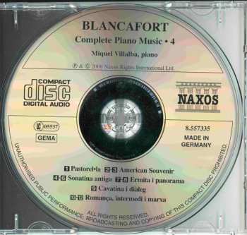 CD Manuel Blancafort: Complete Piano Music • 4 654686