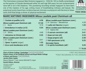 CD Marco Antonio Ingegneri: Missa Laudate Pueri Dominum A 8 - Motets / In Spiritu Humilitas 599831