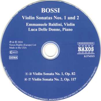 CD Emmanuele Baldini: Violin Sonatas Nos. 1 And 2 625905