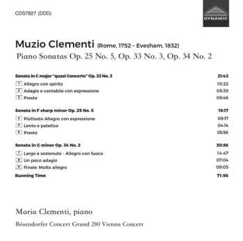 CD Muzio Clementi: Maria Clementi Plays Muzio Clementi: Piano Sonatas 644110