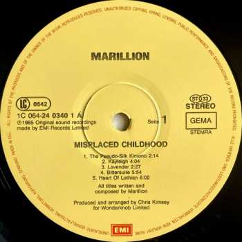 LP Marillion: Misplaced Childhood 624033