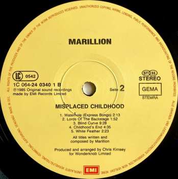 LP Marillion: Misplaced Childhood 624033