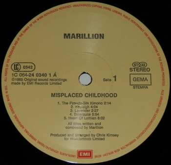 LP Marillion: Misplaced Childhood 651677