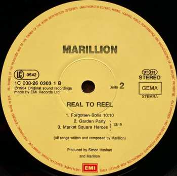 LP Marillion: Real To Reel 642407