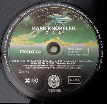 LP Mark Knopfler: Music By Mark Knopfler From The Film Cal 655976