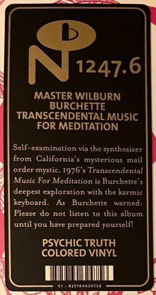 LP Master Wilburn Burchette: Transcendental Music For Meditation CLR 606583