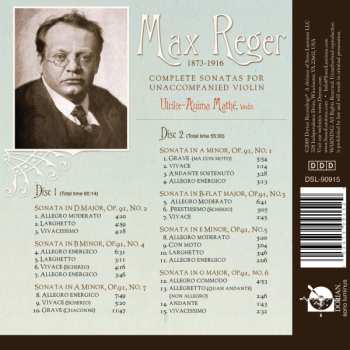 2CD Max Reger: Opus 91 Sonatas For Unaccompanied Violin 649324