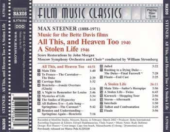 CD Max Steiner: Music For Bette Davis Films - All This, And Heaven Too / A Stolen Life 276419