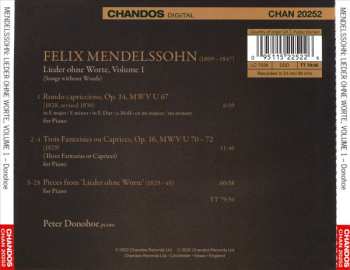 CD Felix Mendelssohn-Bartholdy: Songs Without Words, Volume 1 (Lieder Ohne Worte) 561457