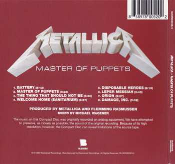 CD Metallica: Master Of Puppets 623797