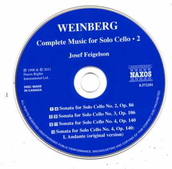 CD Mieczysław Weinberg: Complete Music For Solo Cello ● 2 - Sonatas Nos. 2, 3 And 4 232042