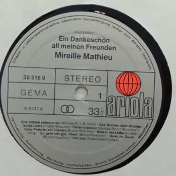 LP Mireille Mathieu: Ein Dankeschön All Meinen Freunden 643964