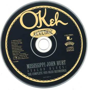 CD Mississippi John Hurt: Avalon Blues: The Complete 1928 Okeh Recordings 554893