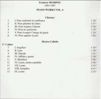 CD Frederic Mompou: Piano Works Vol. 4 556807