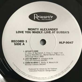 2LP Monty Alexander: Love You Madly: Live At  Bubba's DLX | LTD | NUM 580125