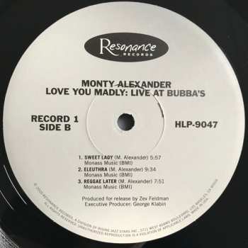 2LP Monty Alexander: Love You Madly: Live At  Bubba's DLX | LTD | NUM 580125