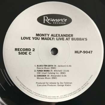 2LP Monty Alexander: Love You Madly: Live At  Bubba's DLX | LTD | NUM 580125