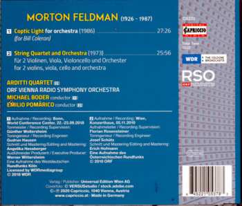 CD Morton Feldman: Coptic Light - String Quartet And Orchestra 240930