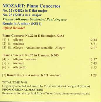 CD Wolfgang Amadeus Mozart: Piano Concertos 22 & 25 Etc. 651136