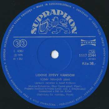 LP Musica Bohemica: Lidové Zpěvy Vánoční 616057