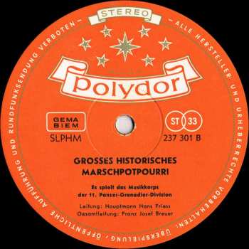 LP Musikkorps Der 11. Panzer-Grenadier-Division: Der Große Zapfenstreich / Großes Historisches Marschpotpourri 572607