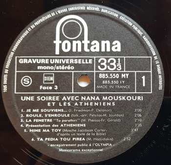 2LP Nana Mouskouri: Une Soirée Avec Nana Mouskouri Et Les Athéniens 565573