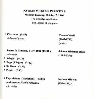 CD Nathan Milstein: The 1946 Library Of Congress Recital 321617