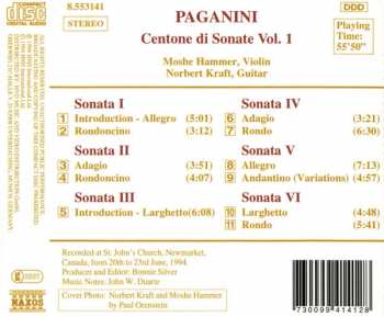 CD Niccolò Paganini: Centone Di Sonate Vol. 1 304726