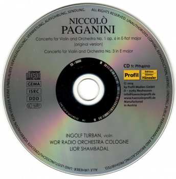 4CD Niccolò Paganini: Concertos for Violin and Orchestra I - IV 315242