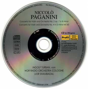 4CD Niccolò Paganini: Concertos for Violin and Orchestra I - IV 315242