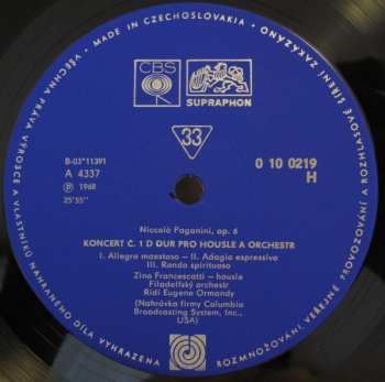 LP Niccolò Paganini: Romantické Houslové Koncerty - Koncert Č. 1 D Dur / Koncert Č. 3 H Moll 527967