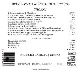 CD Niccolò van Westerhout: Insonnii 530685