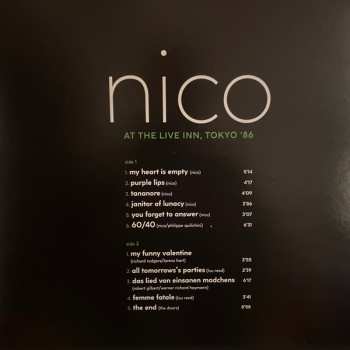 LP Nico: At The Live Inn, Tokyo '86 CLR 566091