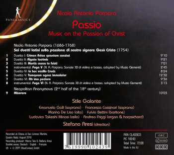 CD Nicola Porpora: Passio: Music On The Passion Of Christ 559509