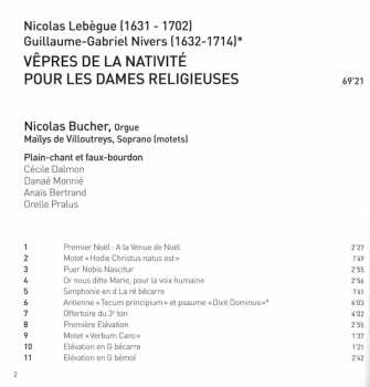 CD Nicolas-Antoine Lebègue: Vêpres De La Nativité  587216