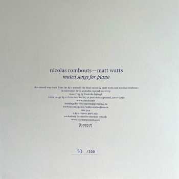 LP Matt Watts: Muted Songs For Piano LTD | NUM 555107