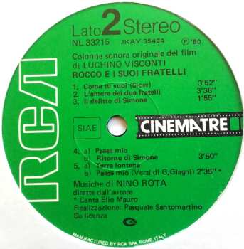 LP Nino Rota: Rocco E I Suoi Fratelli (Colonna Sonora Originale Del Film) 656533