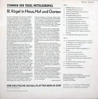 LP No Artist: Stimmen Der Vögel Mitteleuropas - III. Vögel In Haus, Hof Und Garten 588356