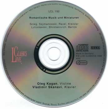 CD Oleg Kagan: Romantic Music & Miniatures 116519