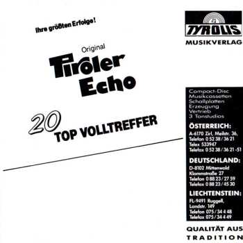 CD Original Tiroler Echo: Ihre Größten Erfolge 466124