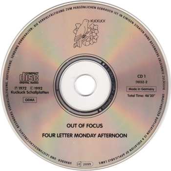 2CD Out Of Focus: Four Letter Monday Afternoon 642254