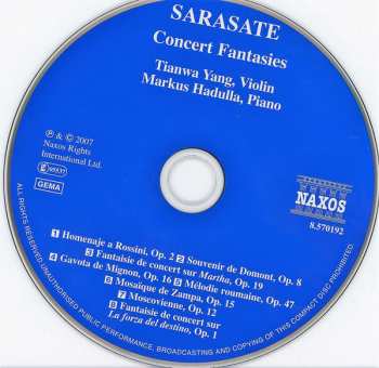 CD Pablo De Sarasate: Concert Fantasies, Music For Violin And Piano • 2 245862