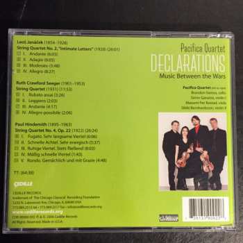 CD Pacifica Quartet: Declarations - Music Between The Wars - Quartets By Paul Hindemith, Leos Janacek And Ruth Crawford Seeger 189283