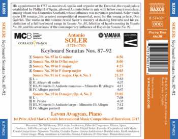 CD Padre Antonio Soler: Keyboard Sonatas No. 87-92 333789