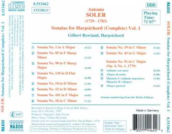 CD Padre Antonio Soler: Sonatas For Harpsichord (Complete), Volume 1 264888